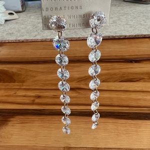 Anthropologie Floating Glass Chain Earrings